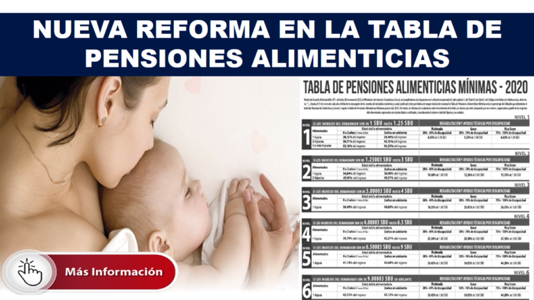 Nueva reforma en la Tabla de pensiones Alimenticias